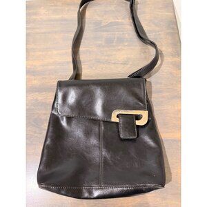 Black Leather Crossbody Bag Shoulder Purse Great Condition